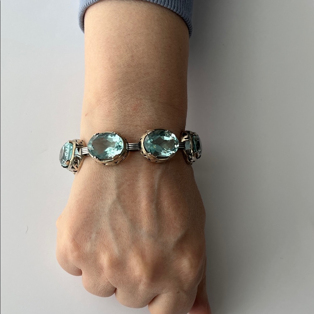 Silpada Sterling Silver and Blue Faceted Glass Bracelet - Picture 8 of 10